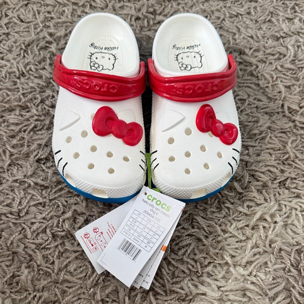 CROCS Kids' White and Red Hello Kitty Clog Sandals